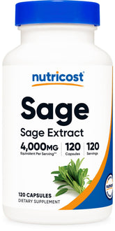 Nutricost Sauge Extrait: capsules pratiques pour 120 portions quotidiennes et concentration potentielle.