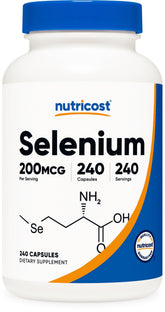 Nutricost Selenium bouteille 200mcg pour une supplémentation pratique.