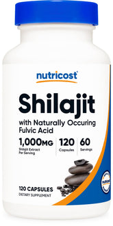 Nutricost Shilajit Capsules boîte ouverte, facilité d'utilisation quotidienne.