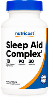 Nutricost Complexe Sommeil 1330 mg, bouteille fermée, soutien potentiel à la détente nocturne.