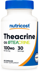 Nutricost Theacrine bouteille: présentation claire et bénéfices potentiels pour l'énergie durable