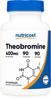 Nutricost Théobromine: bouteille avec 90 capsules pour une routine quotidienne