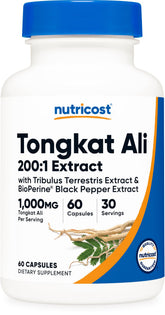 Nutricost Tongkat Ali – bouteille de capsules végétariennes faciles à prendre.