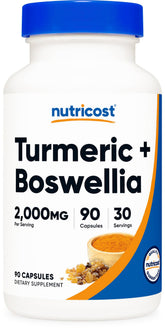 Nutricost Turmeric + Boswellia - bouteille: soutien quotidien possible grâce au BioPerine