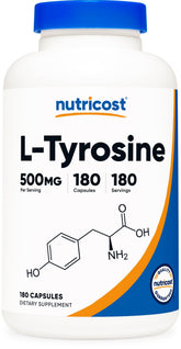 Nutricost L-Tyrosine bouteille 500 mg : utilisation quotidienne possible.