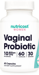Nutricost Probiotique Vaginal en bouteille, soutien quotidien du bien-être intime.