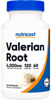 Nutricost Valeriane: gelules et bouteille, soutien potentiel au calme avant le sommeil.