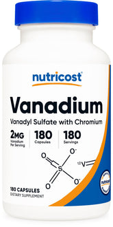 Nutricost Vanadium + Chromium, bouteille pratique pour une routine nutritionnelle quotidienne.