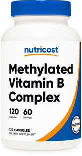 Nutricost Vitamine B méthylée – bouteille pilules, supplément nutritionnel quotidien.