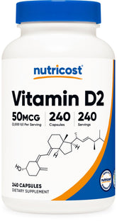 Nutricost Vitamine D2 en bouteille avec gélules, soutien potentiel des os et du bien-être général.