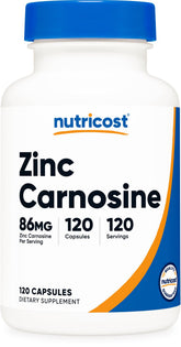 Nutricost Zinc Carnosine – bouteille de gélules pratique pour une routine quotidienne.