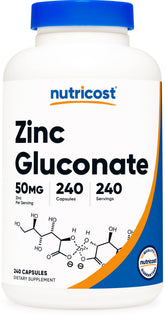 Nutricost Zinc Gluconate bouteille: flacon pratique pour une utilisation quotidienne