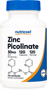 Nutricost Zinc Picolinate 50 mg – bouteille, apport quotidien en zinc