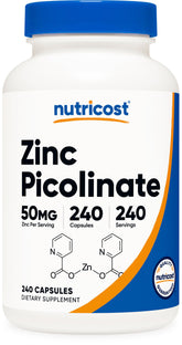 Nutricost Zinc Picolinate: bouteille montrant le dosage quotidien pratique