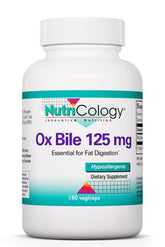NutriCology Ox Bile 125 mg — flacon et gélules, soutien potentiel à la digestion des graisses