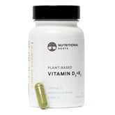 Nutritional Roots vitamine D3-K2 en bouteille posée, soutien énergie et ossature