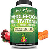 Nutrivein Multivitamines: bouteille ouverte avec gélules, énergie potentielle pour la journée
