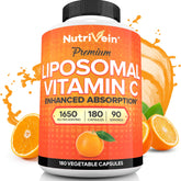 Nutrivein Liposomal Vitamin C, bouteille 180 capsules, absorption optimisée.