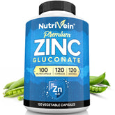 Nutrivein Zinc Gluconate 100 mg capsules: soutien quotidien des défenses.