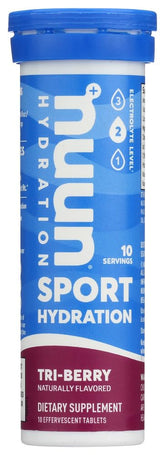 Nuun Active Tri-Berry dans une eau claire, hydratation pratique.