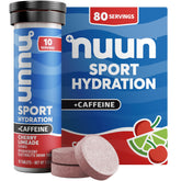 Nuun Energy – tablette électrolyte cerise-citronnade prête à dissoudre pour hydratation rafraîchissante.