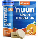 Nuun Sport: tablettes électrolytes orange, hydratation pratique pendant l'entraînement.