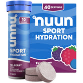 Nuun Sport Tri-Berry dans emballage pratique pour l'hydratation quotidienne.