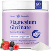 Nuven Naturals Magnésium Glycinate: bouteille montrant le format poudre pour relaxation potentielle.