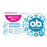o.b ProComfort Mini Tampons dans emballage discret prêt à emporter.
