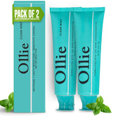 Ollie Clean Mint, emballage élégant, dentifrice nano-hydroxyapatite pour l'hygiène bucco-dentaire.
