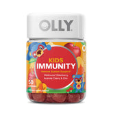 Gommes immunité OLLY pour enfants – bouteille, saveur cerise, soutien potentiel.