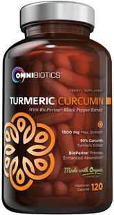 OmniBiotics Curcuma – bouteille 1500mg pour soutien potentiel des articulations.