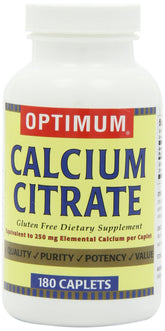 Optimum Calcium Citrate, bouteille montrant les comprimés pour le soutien des os