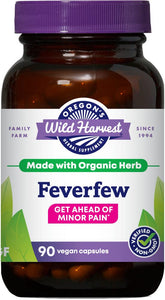 Bouteille Feverfew d'Oregon's Wild Harvest, soutien naturel contre les petites douleurs quotidiennes.