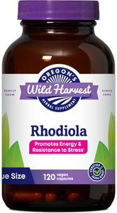 Rhodiola Oregon's Wild Harvest – gélules 120 dans une bouteille, énergie potentielle.