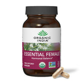 Organic India Essential Femelle - bouteille avec gélules et équilibre hormonal potentiel.