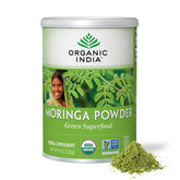 Organic India Moringa poudre verte – nutriments essentiels pour votre quotidien.