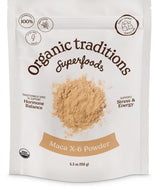 Poudre Maca X-6 Organic Traditions noire et rouge, énergie naturelle potentielle.