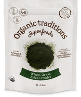 Organic Traditions poudre de poudre de blé d'herbe en bouteille, nutriments riches.