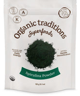 Organic Traditions Spiruline poudre — mélange facile pour smoothies nutritifs