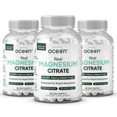 Organics Ocean Real Magnésium Citrate – bouteille montrant le flacon, énergie potentielle et pureté.