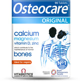 Osteocare Original : bouteille montrant le soutien des os et l’absorption du calcium.