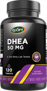 Oxify DHEA 50 mg — comprimé facile à intégrer dans votre routine bien-être.