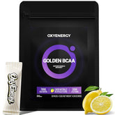 OxyEnergy BCAA Powder, bouteille citron, énergie rafraîchissante pendant l’entraînement.