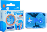 Bandes P6 anti-nausée pour enfant bleu, portées au poignet, utile lors des trajets.