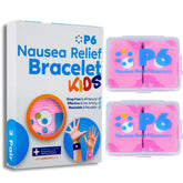 Bandes P6 anti-naúsée pour enfant en rose, duo-pack pratique pour voyage.