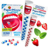 Papermints CoolCaps dans une boîte portable pour un rafraîchissement rapide.