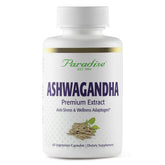 Paradise Herbs Ashwagandha – bouteille, soutien énergie durable et équilibre quotidien.