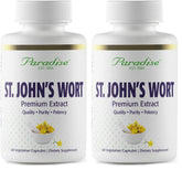 Paradise Herbs Millepertuis extrait en bouteille, capsules végétariennes pour routine quotidienne.