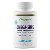 Paradis Herbs Omega-Sure: bouteille de gélules végétariennes pour le bien-être quotidien.